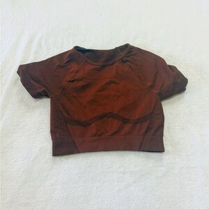 Brown Short Sleeve Athletic Top